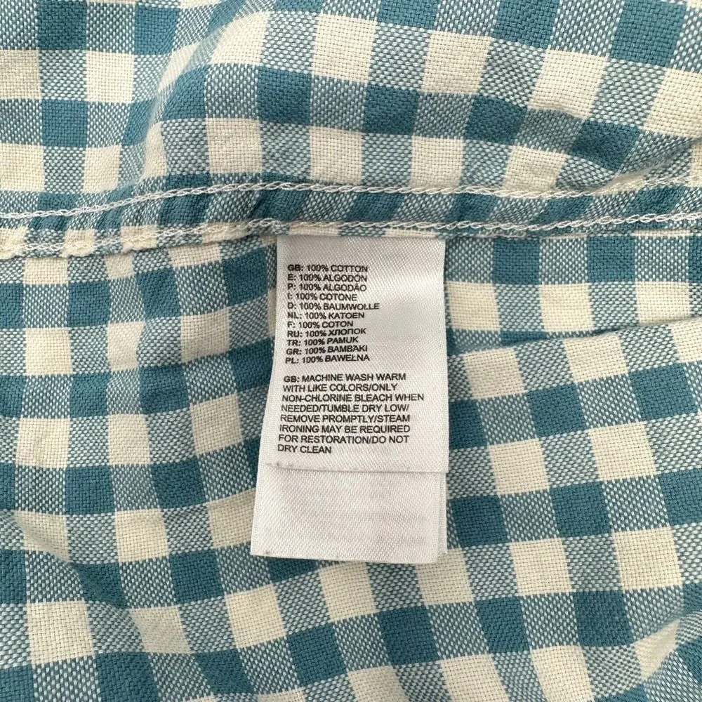 The North Face Men's Short Sleeve Blue Check Button‎ Up Shirt Size M Casual